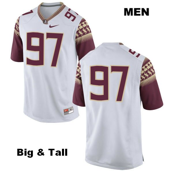Men's NCAA Nike Florida State Seminoles #97 Malcolm Lamar College Big & Tall No Name White Stitched Authentic Football Jersey QUZ4469HM